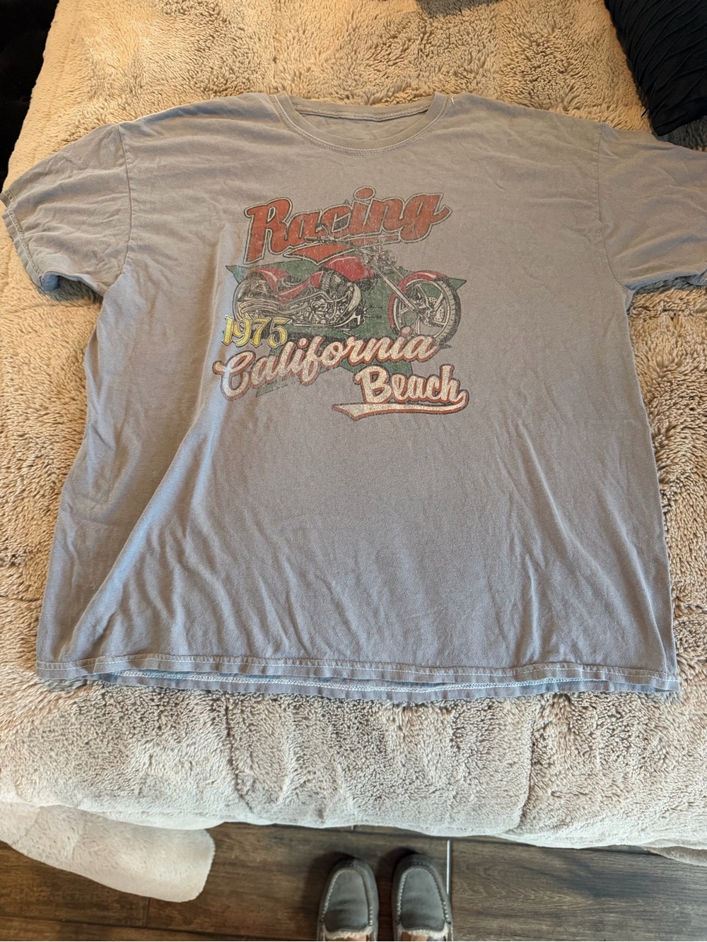 soulcycle Light Blue Graphic Racing Tee with Red & Green Accents